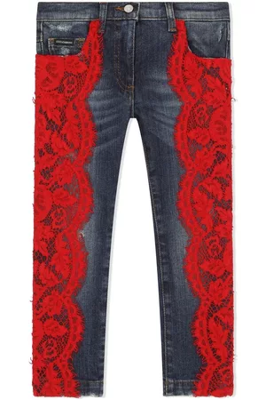 Dolce & Gabbana Lace-detail slim-cut jeans