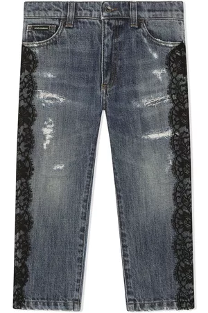 Dolce & Gabbana Straight - Lace-detail straight-leg jeans