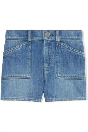 Gucci Shorts - Cat embroidered denim shorts