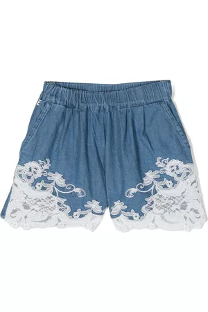 ERMANNO SCERVINO JUNIOR Meisjes Shorts - Lace-appliqué denim shorts