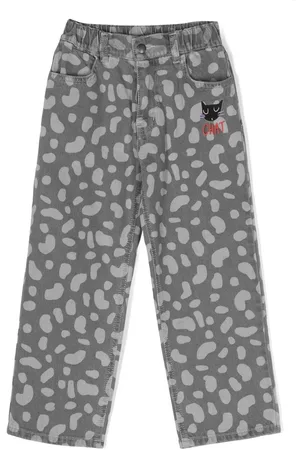 Jelly Mallow Cat animal-print jeans