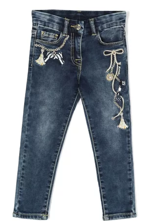 MONNALISA Slim - Embroidered-design slim-cut jeans