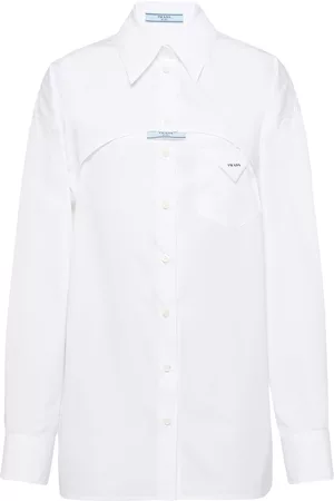 Prada Dames Overhemden - Cut-out detailed cotton shirt
