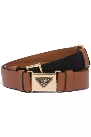 Prada Dames Riemen - Triangle-logo leather belt