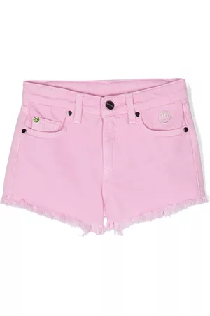 BARROW Shorts - Embroidered-logo frayed-hem shorts