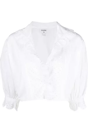 Filippa K Dames Blouses - Cropped embroidered blouse