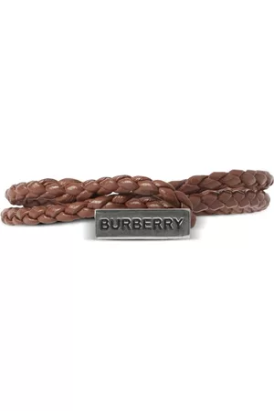 Burberry Heren Armbanden - Engraved-logo braided leather bracelet