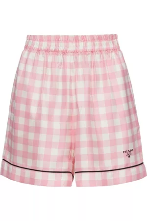 Prada Dames Shorts - Gingham check silk shorts