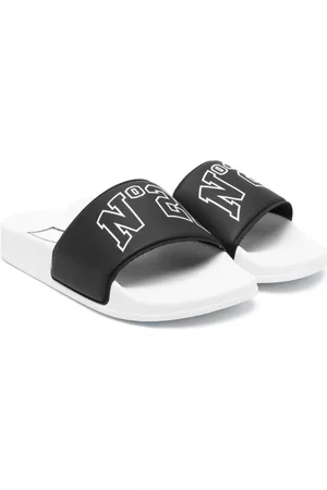 Nº21 Logo-print faux-leather slippers