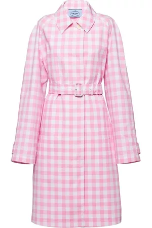 Prada Dames Donsjassen - Single-breasted gingham check coat