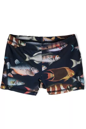 Molo Shorts - Fish-print swim trunks