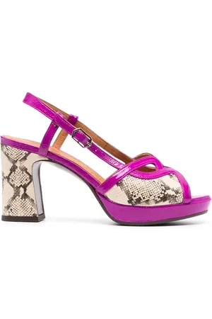Chie Mihara Dames Hoge hakken - Snakeskin-effect 90mm high-block heel sandals