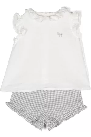 Il gufo Shorts - Check-print linen top & shorts set