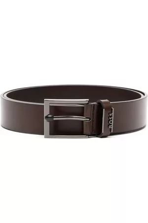 HUGO BOSS Heren Riemen - Logo-plaque leather belt