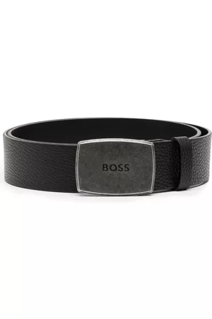 HUGO BOSS Heren Riemen - Engraved-logo buckle belt