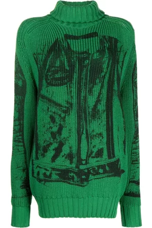 Jean Paul Gaultier Dames Coltruien - Graphic-print turtleneck jumper