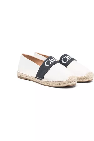 Chloé Instappers - Logo-print raffia ballerina