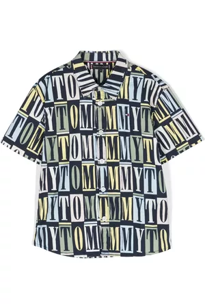 Tommy Hilfiger Jongens Korte Mouwen Overhemden - Logo-print short-sleeved shirt