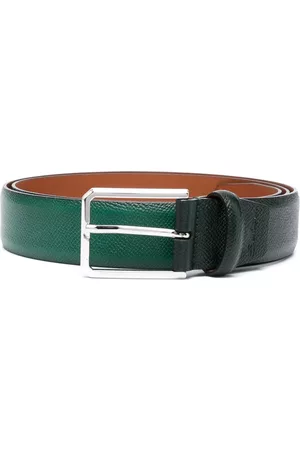 santoni Heren Riemen - Textured buckle leather belt