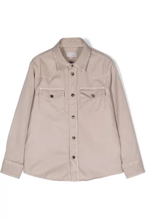 Brunello Cucinelli Jongens Lange Mouwen Overhemden - Long-sleeve cotton shirt