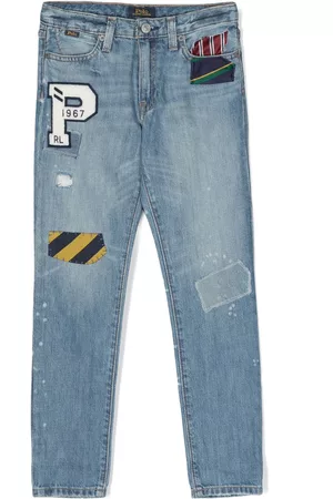 Ralph Lauren Straight - Graphic-patch cotton straight-leg tesoures