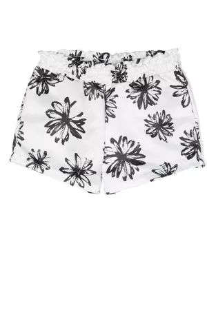 Pinko Kids Meisjes Shorts - Floral-print elasticated cotton shorts