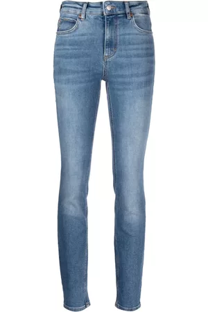 HUGO BOSS Dames Straight - Denim straight-leg cotton rousers