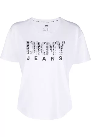 DKNY Dames Geprinte Overhemden - Logo-print stud-embellished T-shirt