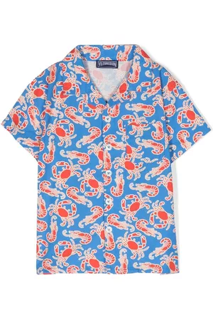 Vilebrequin Jongens Korte Mouwen Overhemden - Crab-print short-sleeved shirt