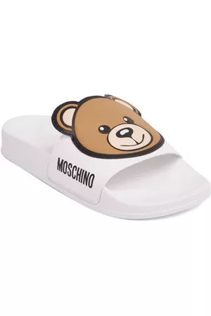 Moschino Teenslippers - Teddy Bear-motif faux-leather slides