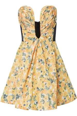 Carolina Herrera Dames Feestjurken - Floral-print draped flared dress