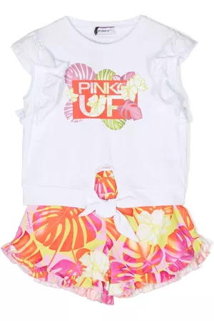 Pinko Kids Shorts - Floral-print ruffled shorts set