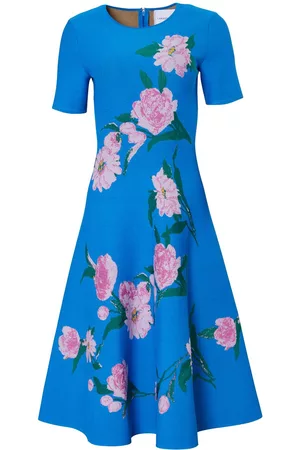 Carolina Herrera Dames Gebreide jurken - Floral-print knitted flared dress
