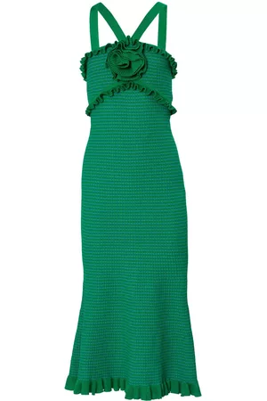Carolina Herrera Dames Gebreide jurken - Floral-appliqué knitted dress