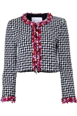 Carolina Herrera Dames Donsjassen - Rhinestone-embellished tweed jacket