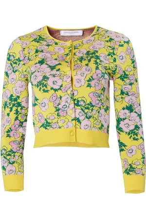 Carolina Herrera Dames Cardigans - Floral-embroidery cropped cardigan