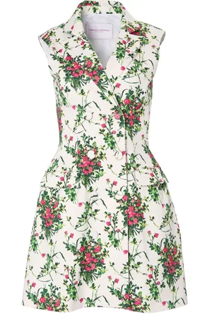 Carolina Herrera Dames Geprinte jurken - Notched-lapels floral-print dress