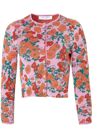 Carolina Herrera Dames Cardigans - Floral-embroidery cropped cardigan