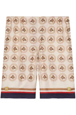 Gucci Heren Bermuda's - Graphic-print silk shorts