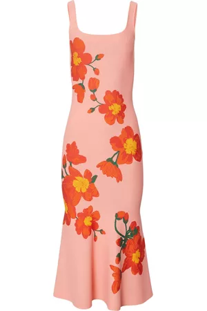 Carolina Herrera Dames Gebreide jurken - Intarsia-floral knit midi dress