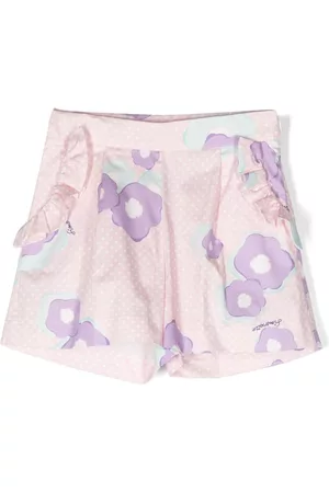 Simonetta Meisjes Shorts - Ruffle-detail floral-print shorts