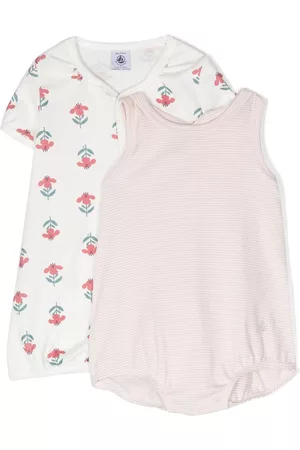 Petit Bateau Rompertjes - Floral-print short-sleeved romper