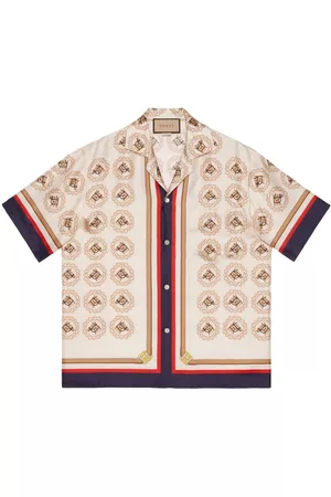 Gucci Heren Zijden Overhemden - Graphic-print silk shirt
