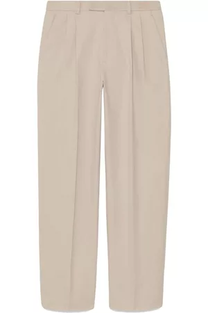 Gucci Heren Broeken - Logo-embroidered cotton tailored trousers
