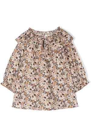 Zhoe & Tobiah Meisjes Geprinte Blouses - Abstract-print ruffled-detail blouse