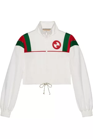 Gucci Dames Donsjassen - Web-stripe zipped cropped jacket