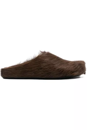 Marni Heren Slippers - Fur-trimmed sabot slippers
