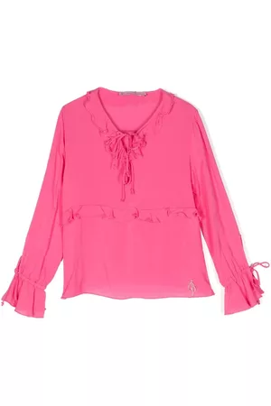MISS BLUMARINE Meisjes Blouses met franjes - Ruffled-trim lace-up fastening blouse