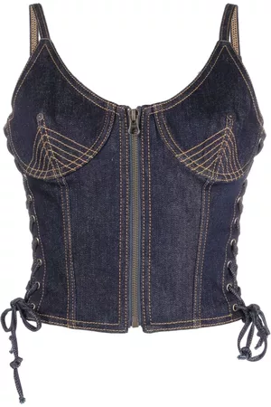 Jean Paul Gaultier Dames Tanktops - Contrast-stitching denim corset top