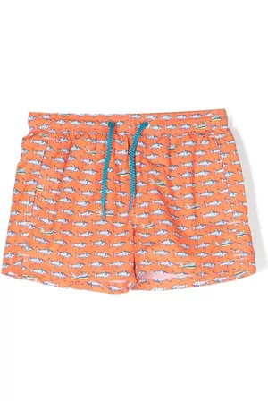MC2 SAINT BARTH Shorts - Drawstring shark-print swim shorts